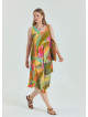 Boat Neck Loose Cut Yellow Plus Size Dress 4667
